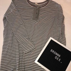 Grey and white striped oversized tee
